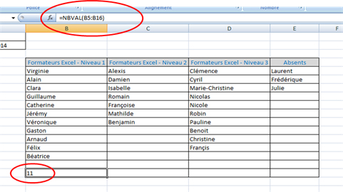 resultat formule excel